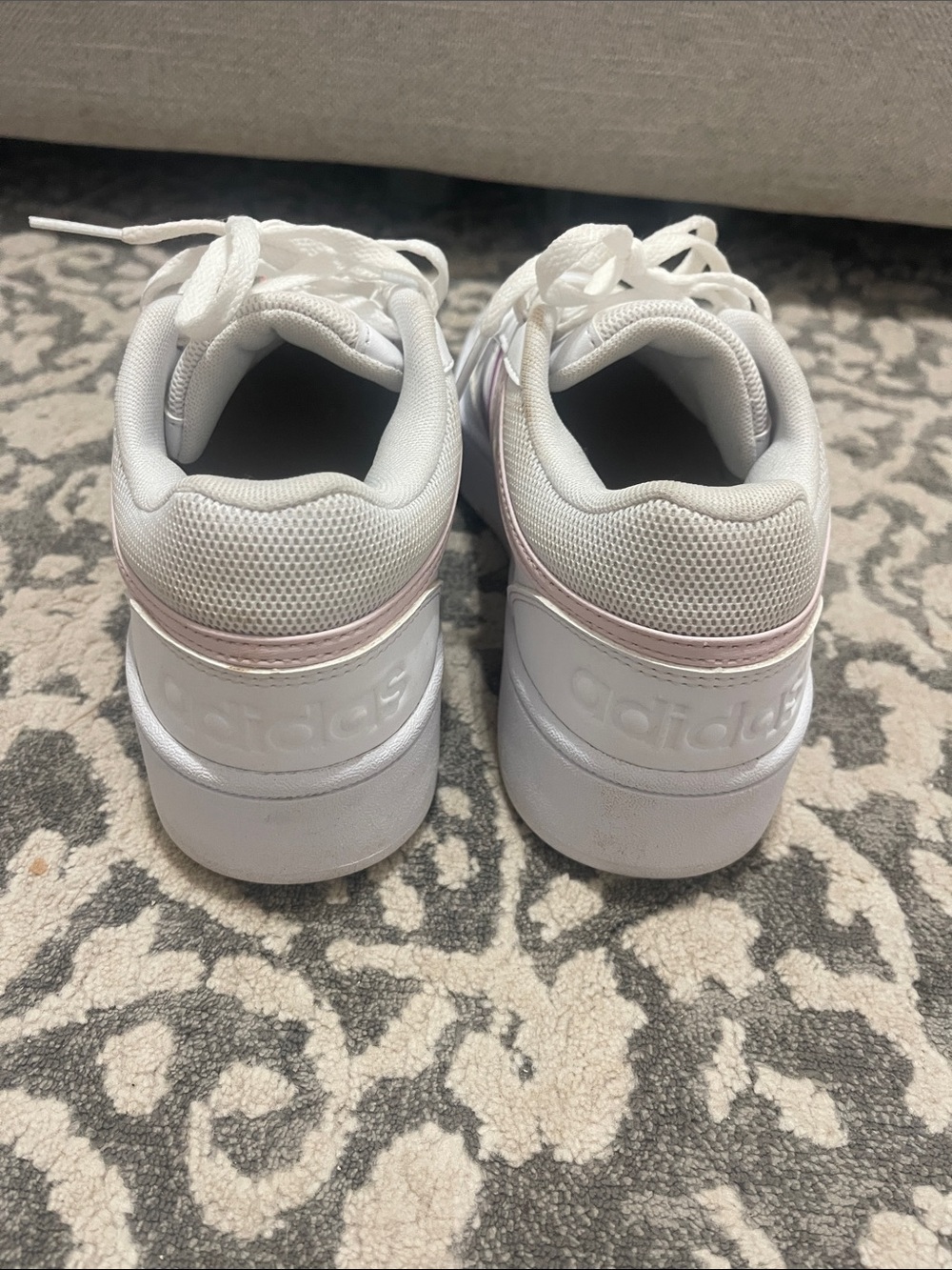 adidas White Sneakers with Pale Pink Trim